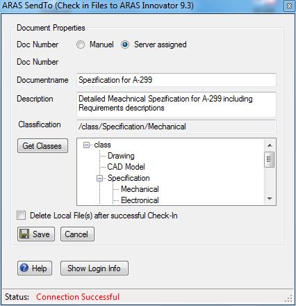 Windows Explorer Send To Aras Innovator example