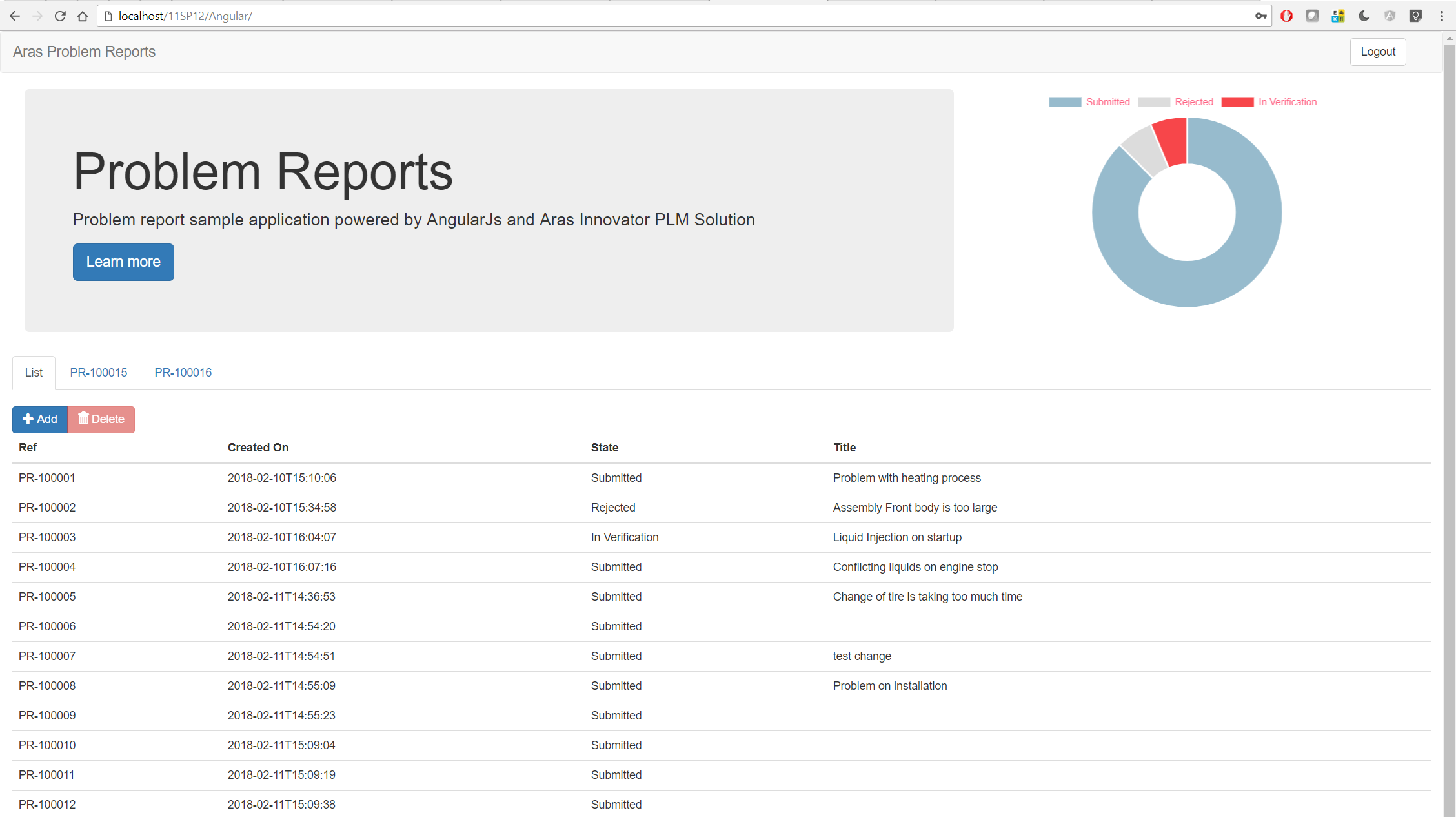 General view of AngularJs client application